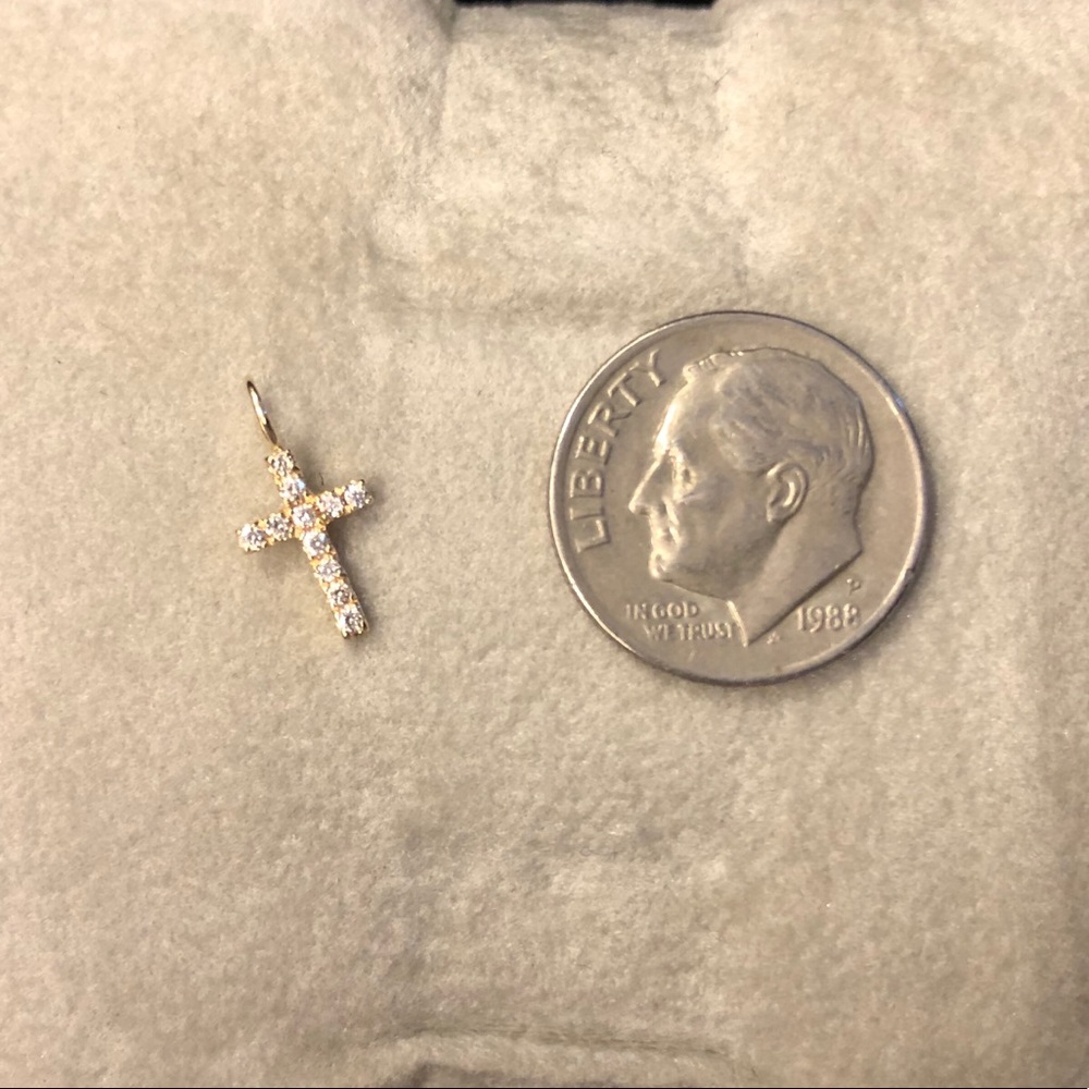 Dainty Diamond Cross Pendant - 14K Solid Gold